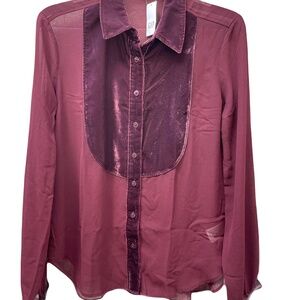 ❤️ GAP CLASSIC BURGUNDY BIB SHIRT SIZE XXS NEW